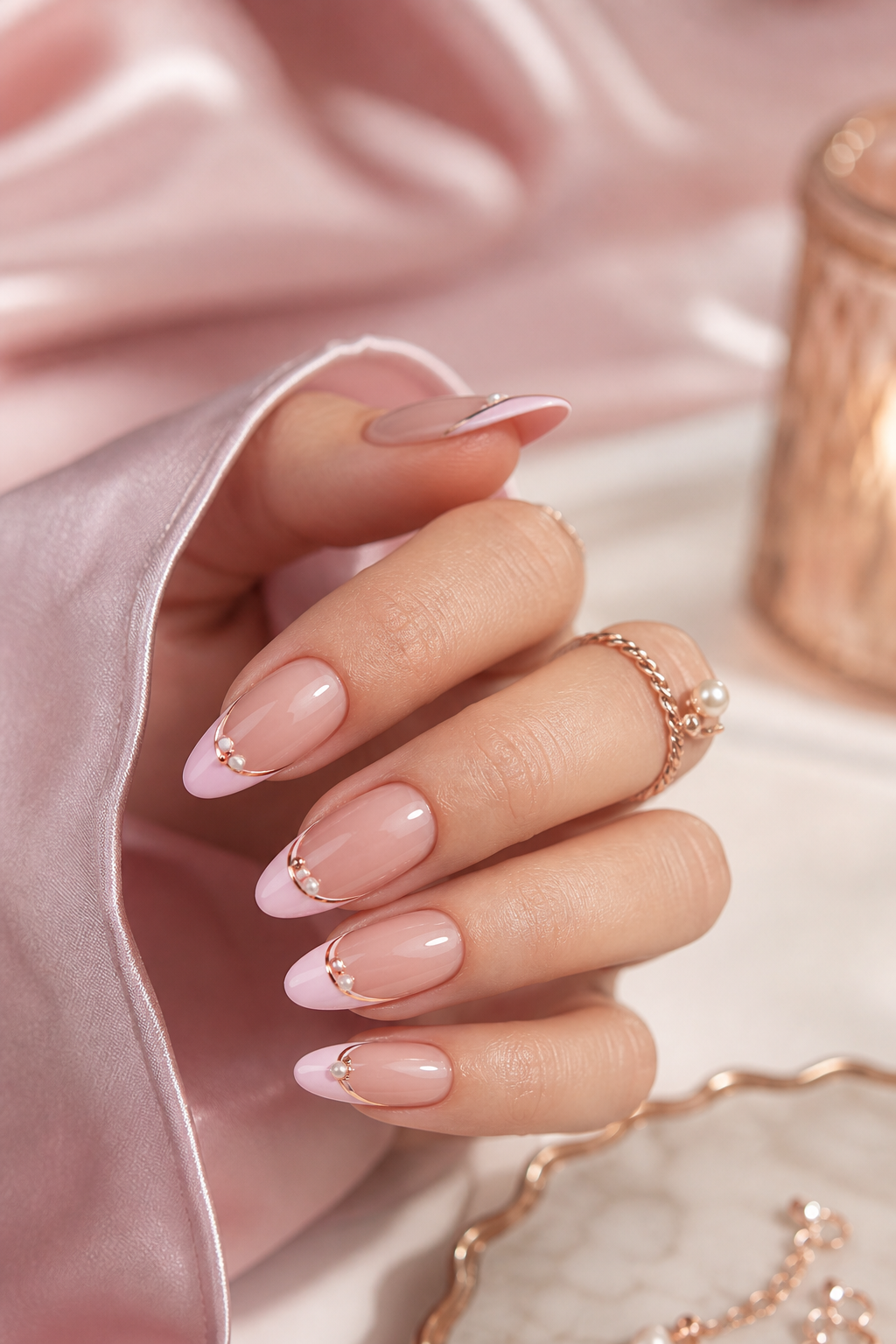 Rose gold pastel nail art inspiration