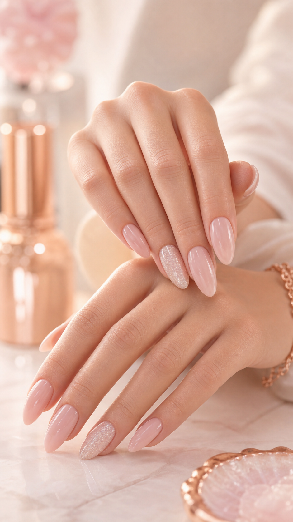 Pastel pink signature nail set at BN Nails And Spa